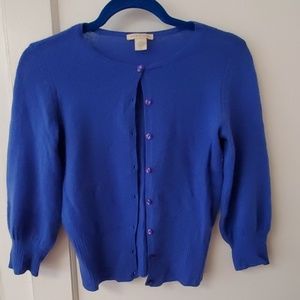 White + Warren blue cashmere cardigan sweater XS